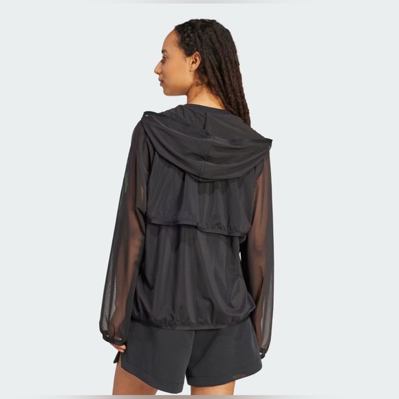 adidas SOFT LUX MESH FULL-ZIP HOODIE | Black adidas Mesh Jacket | Black adidas - Picture 6 of 6